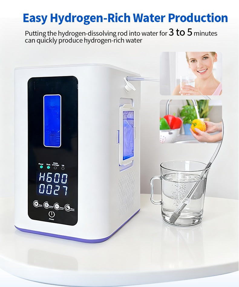 Portable Hydrogen Generator — 300 / 600 mL·min PEM, 99.9 % Purity, Touchscreen
