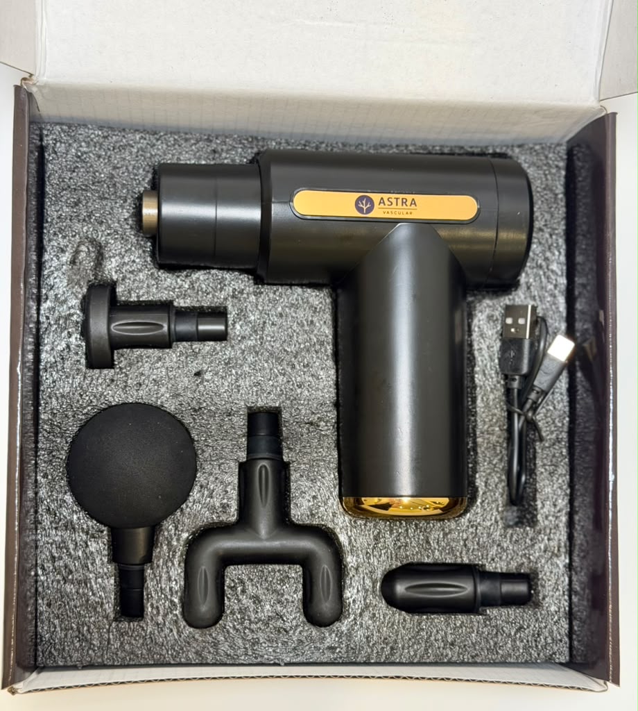 Astra percussion massage gun with four heads