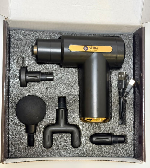 Astra percussion massage gun with four heads