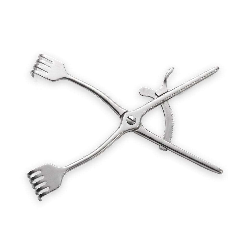 Travers Self-Retaining Retractor, 21.6 cm, 4 x 5 Sharp — front view on white