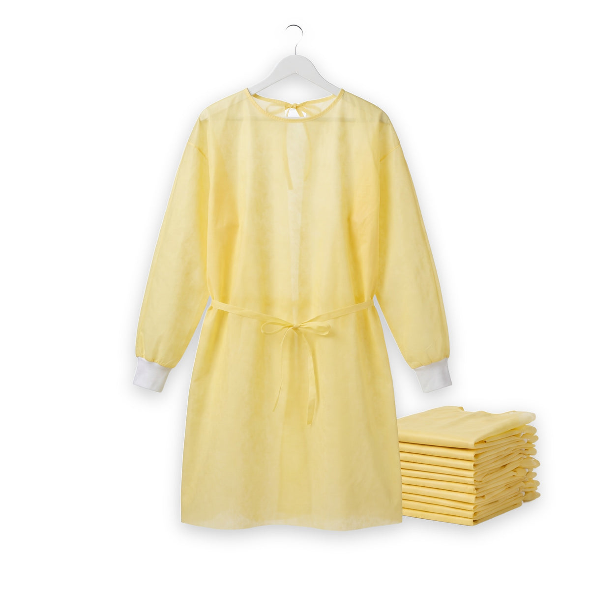 Isolation Gown, AAMI Level 2, Non-Surgical — front view on white